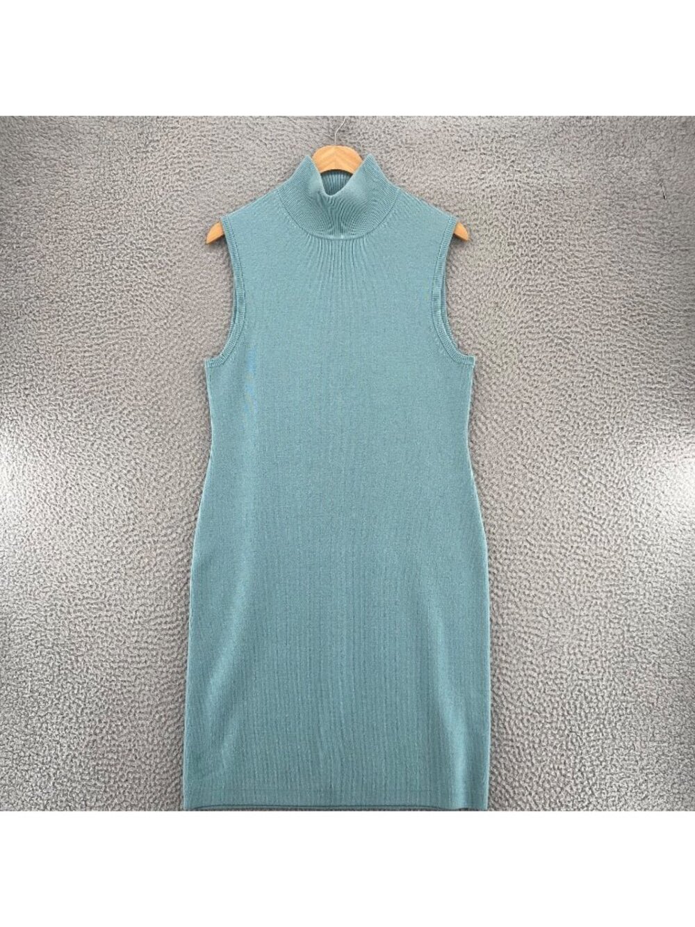 Carlisle Dress Womens Medium Blue Wool Blend Knit Sweater Mock Neck Sleeveless